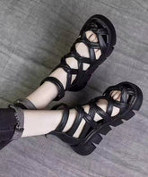 Summer New Black Hollow Out Roman Sandals